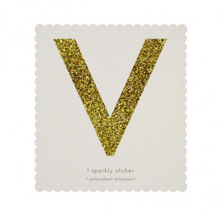 Lettre Glitter V Alphabet Adhésif Glitter Doré