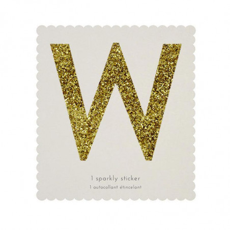 Lettre Glitter W Alphabet Adhésif Glitter Doré