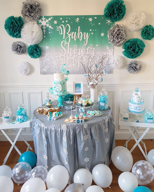 baby shower hivernal thème flocons bébé garçon