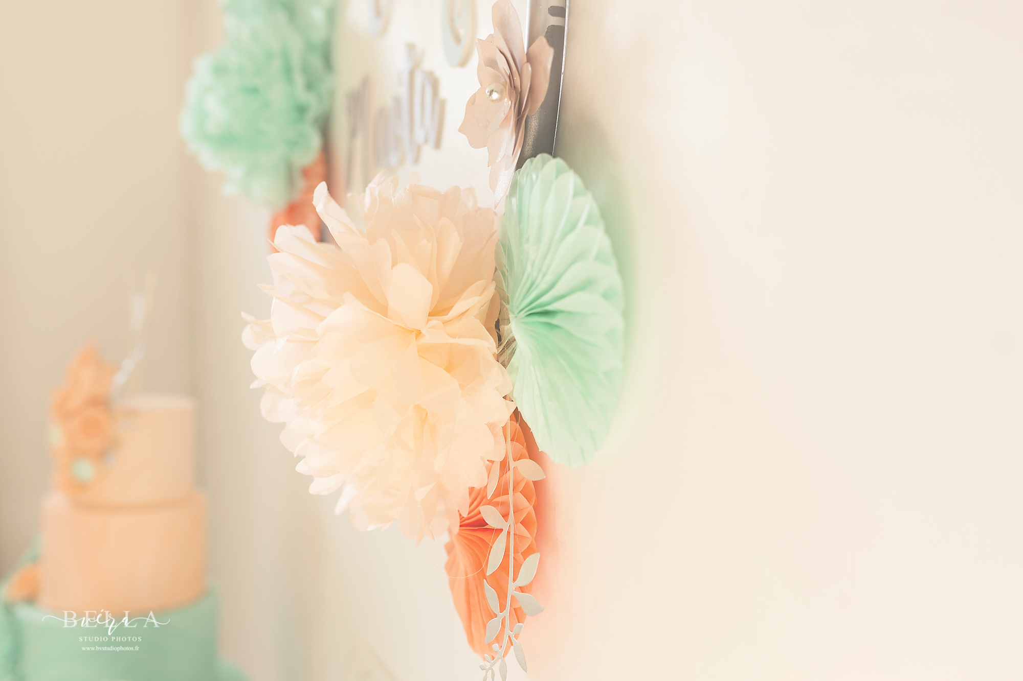 Decoration De Bapteme Vert Mint Et Orange Peche Decoration De Bapteme Vert Mint Et Orange Peche
