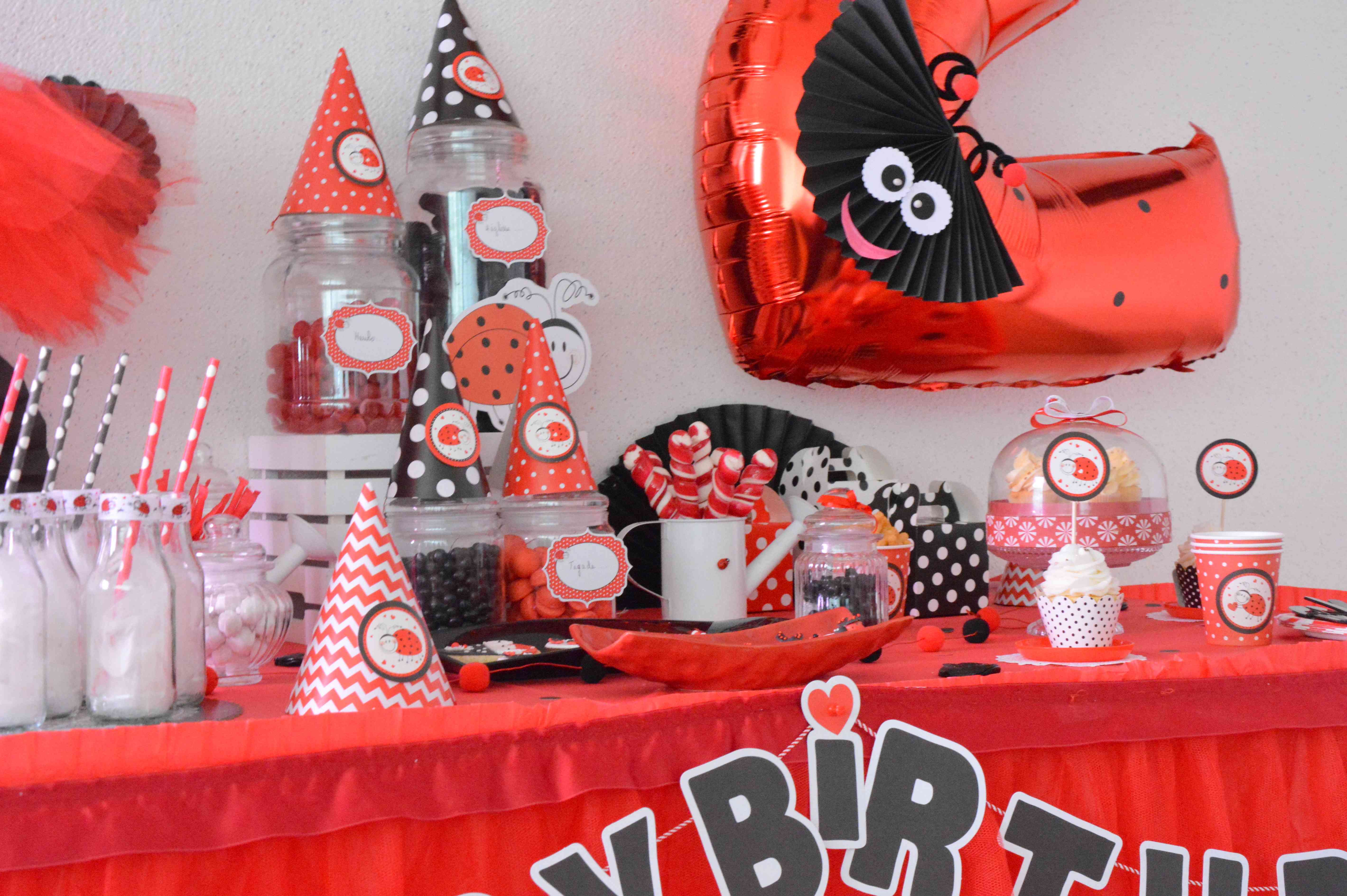 Anniversaire Decoration Theme Coccinelle Petite Fille Deux Ans Rouge Et Noir Anniversaire Decoration Theme Coccinelle Petite Fille Deux Ans Rouge Et Noir