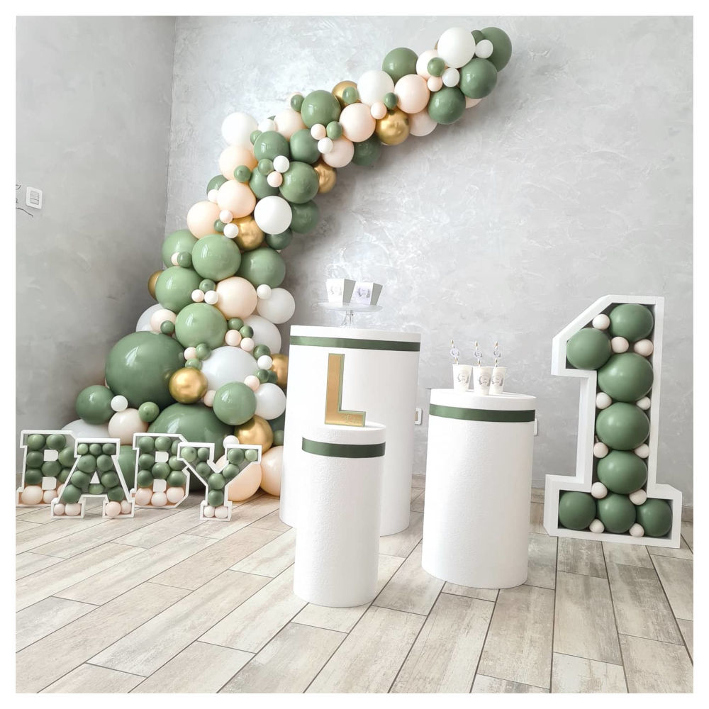 Kit Arche Ballons - Vert Eucalyptus, Ivoire, Gris Et Or – La Boite à Dragées