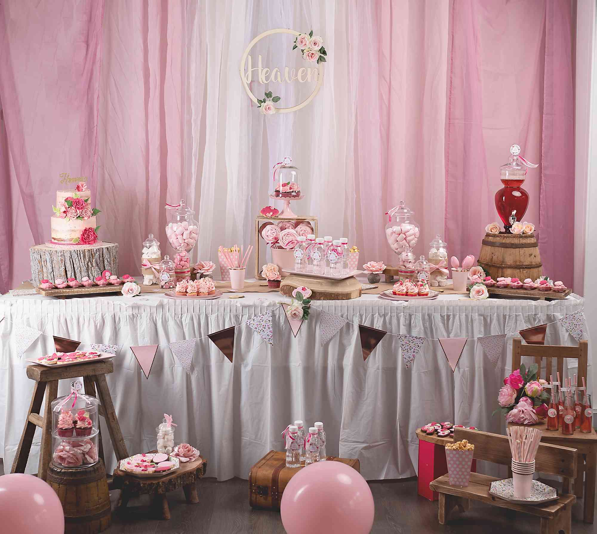 DECORATION ANNIVERSAIRE Fille 9 Ans or Rose - Kit Anniversaire