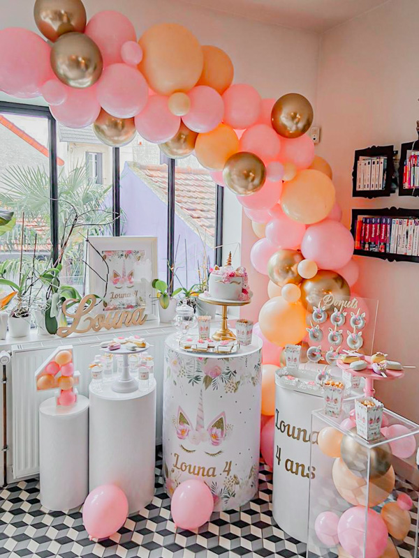 Ballon licorne pastel : déco anniversaire enfant fille