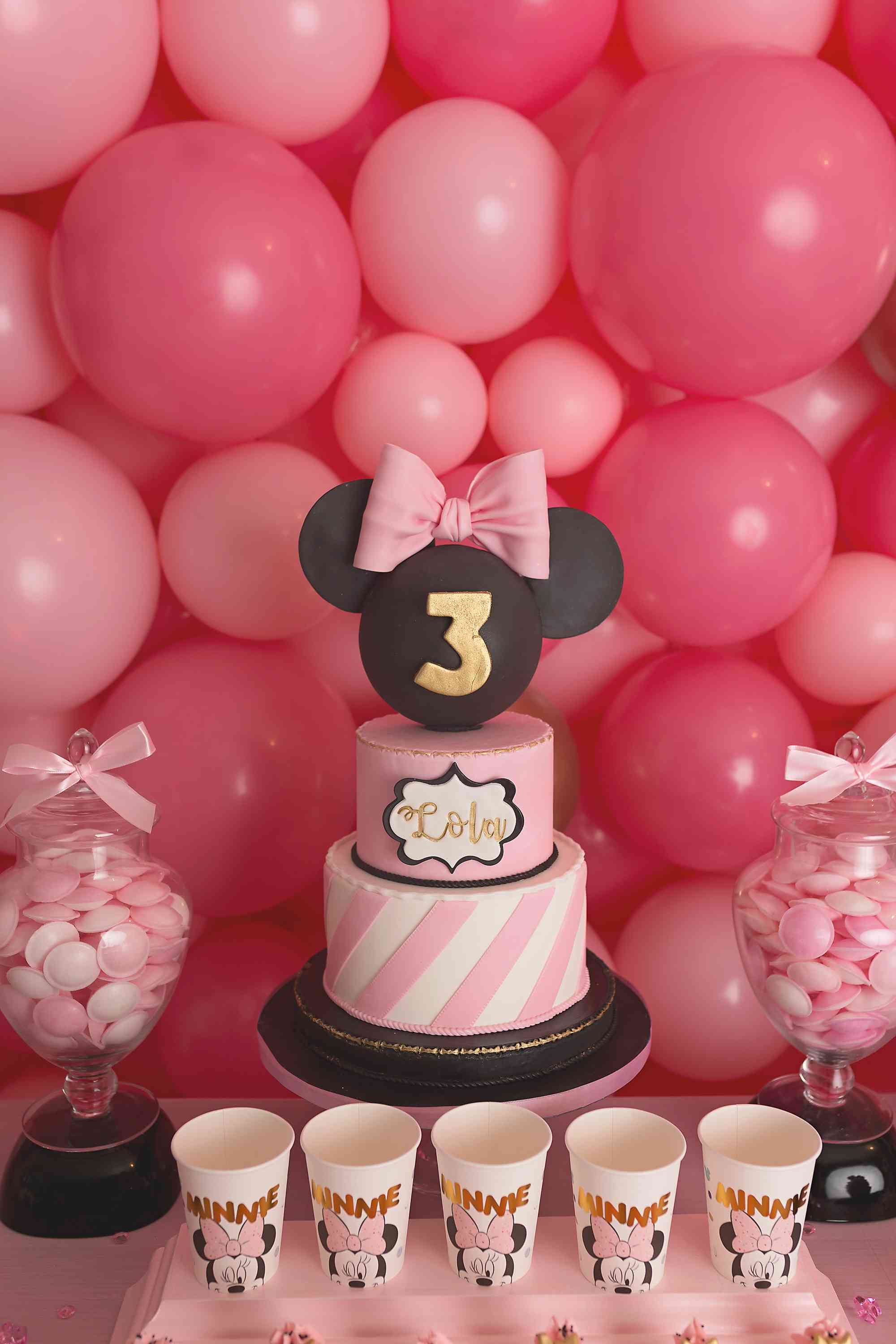 Décorations de fête d'anniversaire à thème Minnie Mouse pour