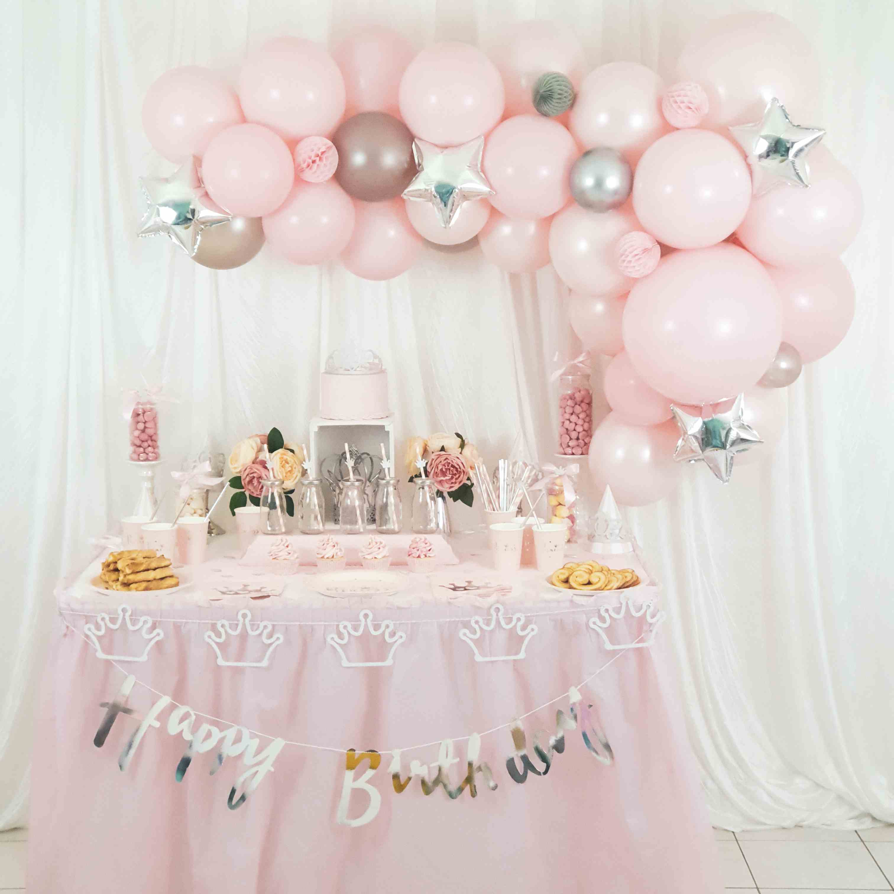 Decoration Anniversaire Fille 3 Ans or Rose - Kit Anniversaire