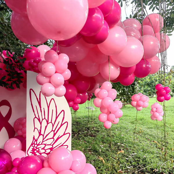 Ballons Cancer Du Sein en Grappe Ruban - Octobre Rose