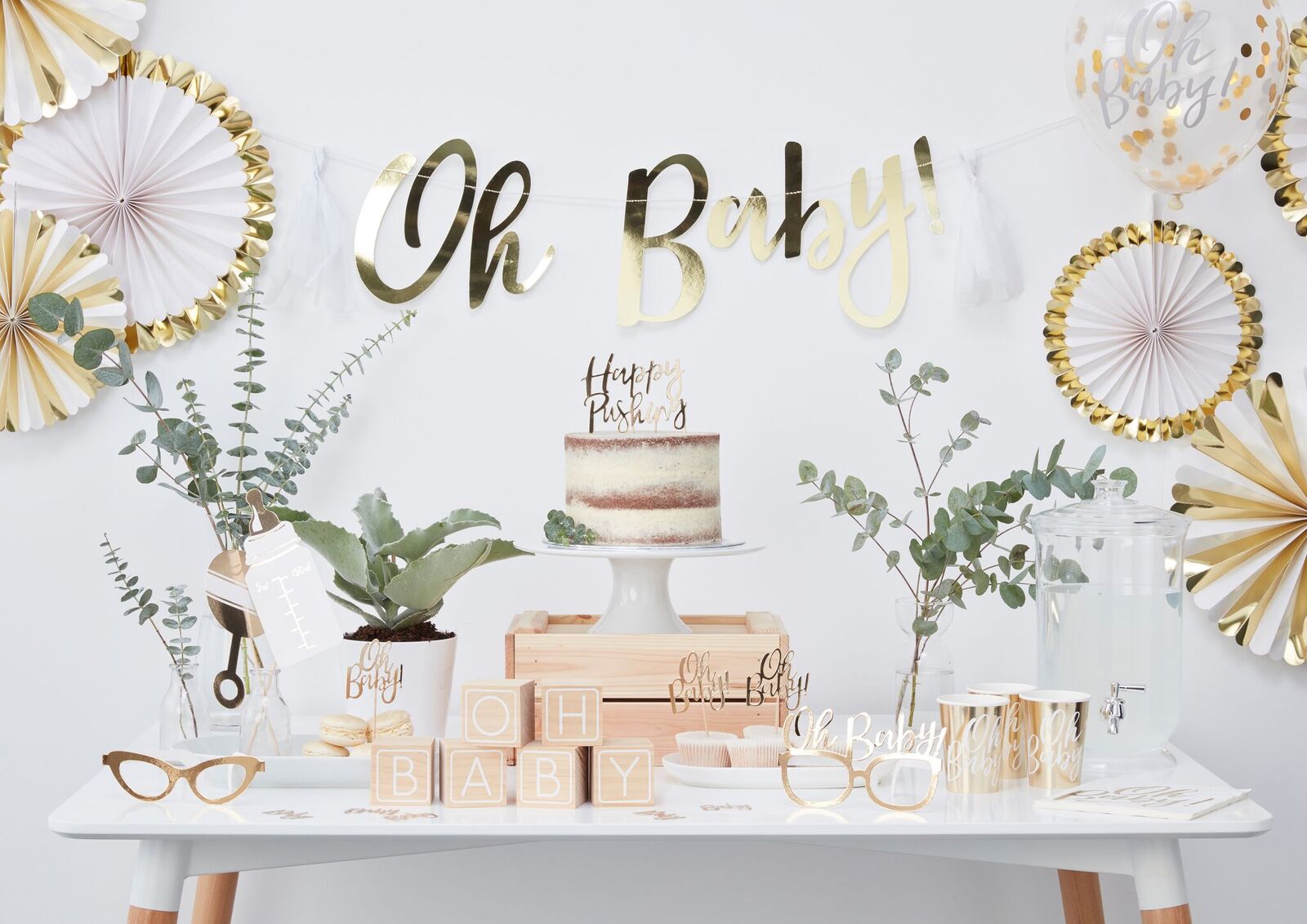 Topper Pour Gâteau "Oh Baby" En Acrylique Doré - Décoration Baby Shower, Anniversaire - Réutilisable