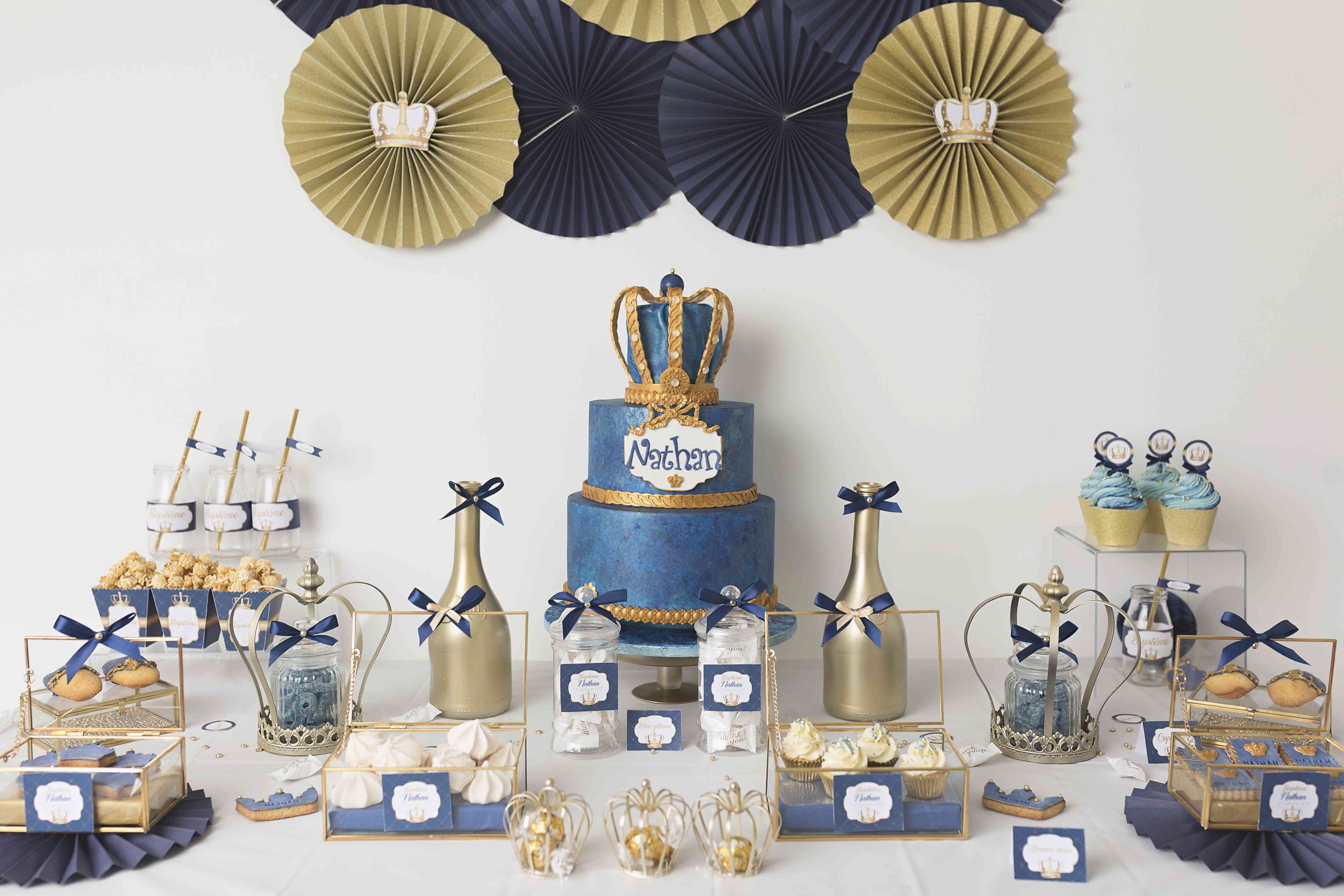 Bapteme Royal Theme Princier Bleu Marine Et Dore Pour Nathan