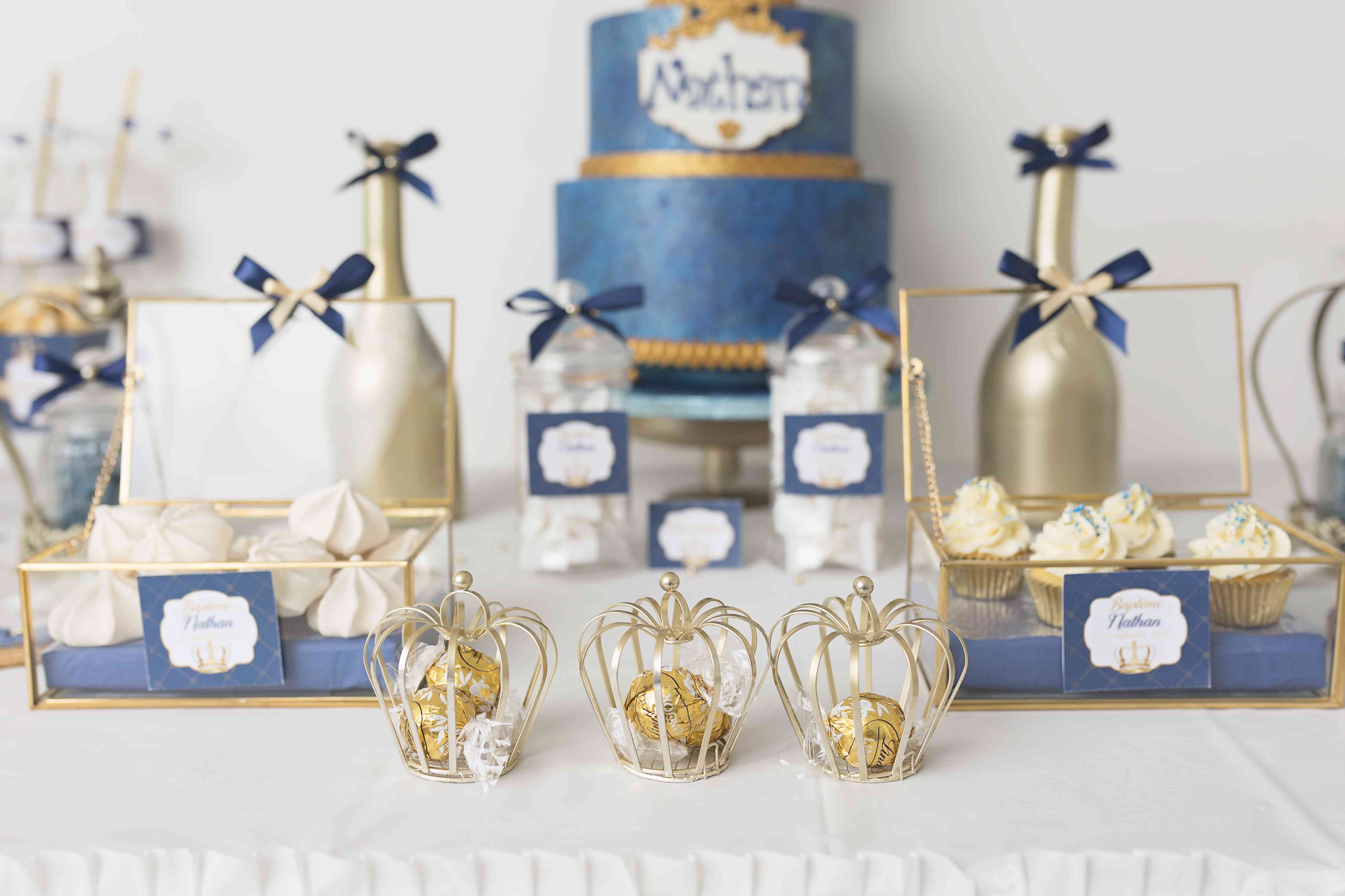Bapteme Royal Theme Princier Bleu Marine Et Dore Pour Nathan
