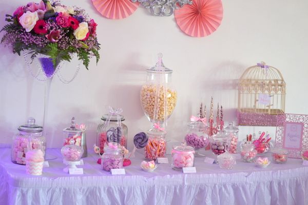 candy bar baptême rose et parme violet