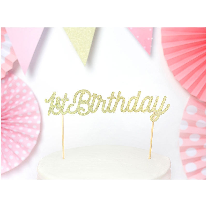 décor en pique pour gâteau premier anniversaire happy birthday
