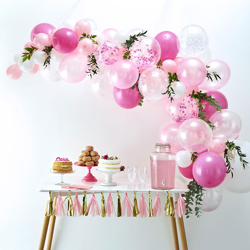 Kit guirlande de ballons rose blanc