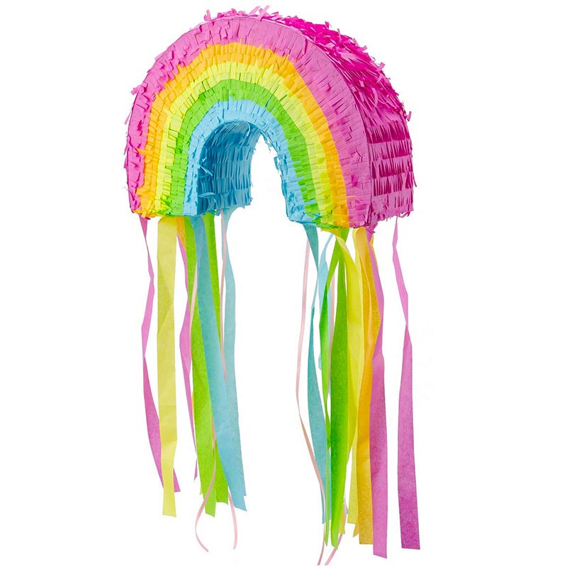 pinata à tirer anniversaire arc-en-ciel rainbow party jeu enfant