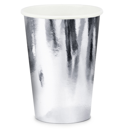 verres jetables en papier 220ml gris argenté brillant uni