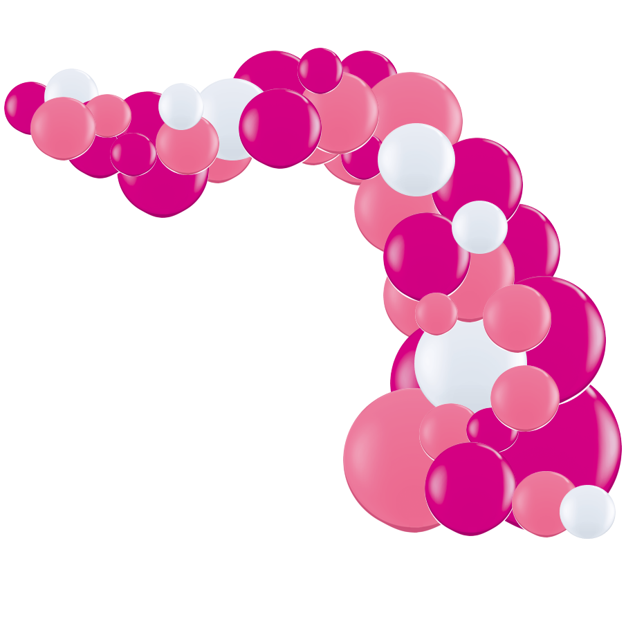 arche de ballons organiques thème rose fushia blanc framboise
