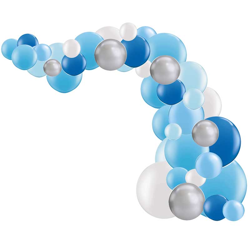 kit arche de ballons thème étoiles bleu et argent gris pour fête