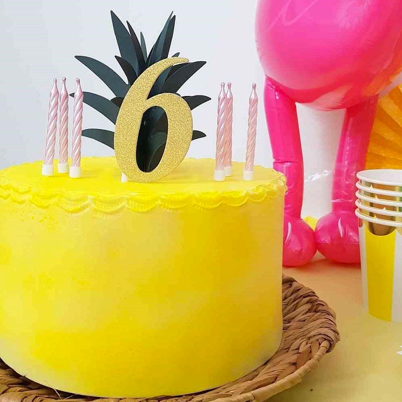 décors gâteau chiffre 6 glitter happy birthday anniversaire doré
