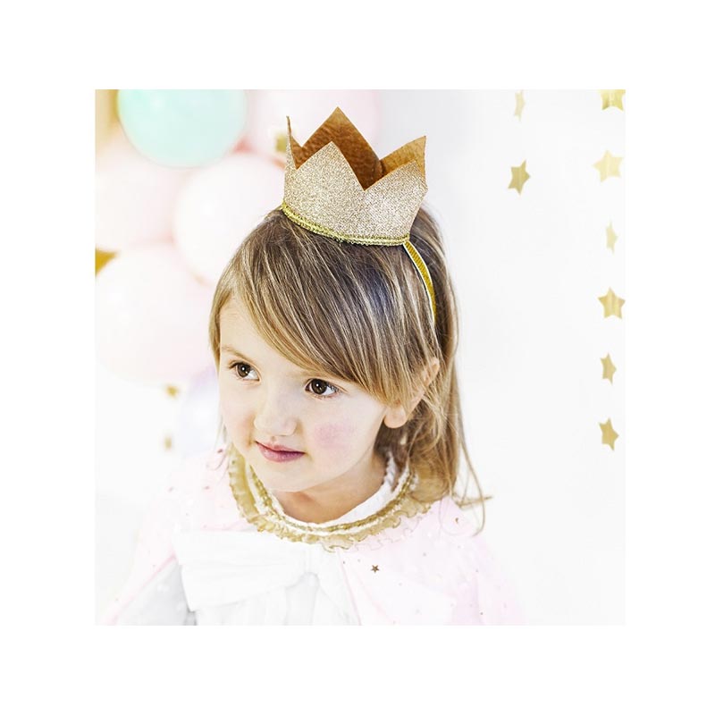 Couronne d'anniversaire tissu couronne mousseline paillettes dorées  anniversaire enfant mauve vieux rose couronne couronne bébé fille -   France