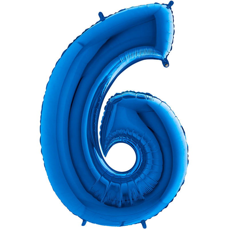 ballon géant chiffre six 6 bleu pour fêter un anniversaire