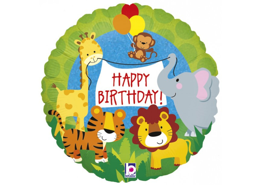 ballon alu rond animaux safari anniversaire jungle party lion