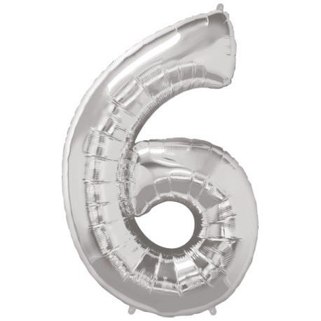 ballon alu géant chiffre numéro 6 six gris fêter un anniversaire