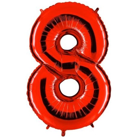 ballon alu géant chiffre numéro 8 rouge pour fêter anniversaire