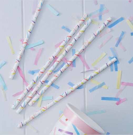 pailles motif confettis en papier anniversaire confetti party