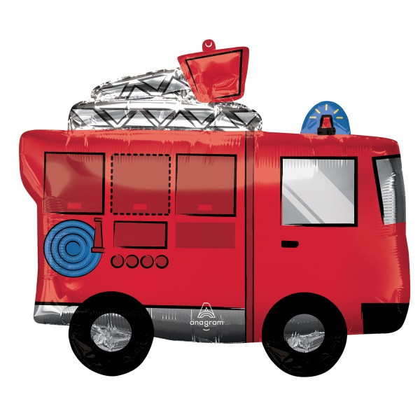 Zythem 9 Pièces Décoration Anniversaire Camion De Pompiers - Set Complet Pour Fête Thème Pompier Enfants