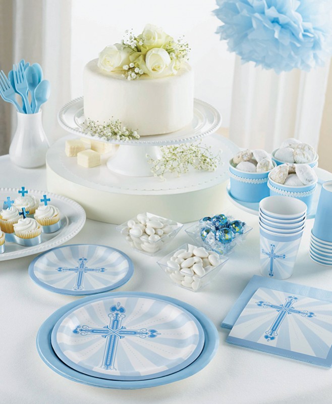 décoration bapteme communion bleu et blanc