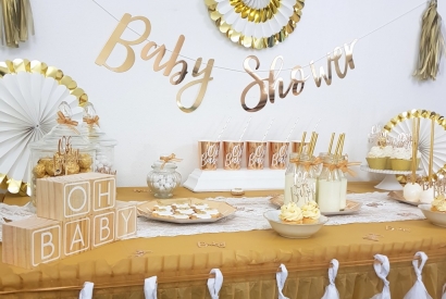 Baby Shower en Blanc et Doré Oh Baby ! 