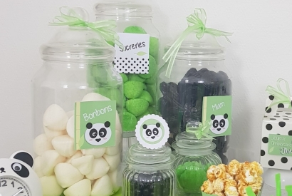 L'anniversaire Panda pour les 4 ans de Théa en vert noir et blanc