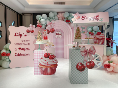 Scénographie Cherry Wonderland pastel : thème Cerise par Creaforlove