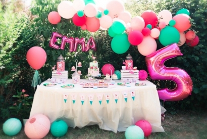 Tropical party : anniversaire d'Emma en rose et mint